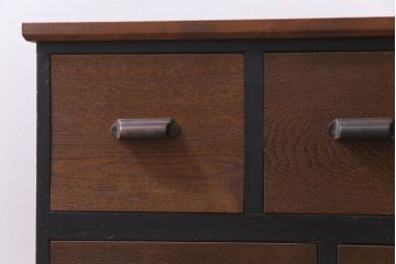 ペイント家具　大正昭和初期　ブラックのペイントが格好良いリメイクローチェスト(リビングボード、時代箪笥、アンティークチェスト)