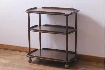 ヴィンテージ家具　イギリスビンテージ　ERCOL(アーコール)　トロリー　落ち着いた色合いが品のあるキャスターワゴン(キッチンワゴン)