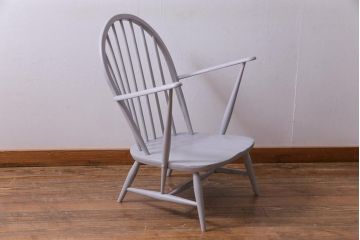 ペイント家具　イギリスビンテージ　ERCOL(アーコール) フレンチシャビーなラウンジチェア(椅子、アームチェア)