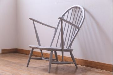ペイント家具　イギリスビンテージ　ERCOL(アーコール) フレンチシャビーなラウンジチェア(椅子、アームチェア)