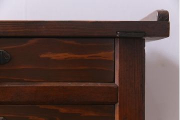 アンティーク家具　和製アンティーク　大正昭和初期　ヒノキ材　優しげな木肌が魅力的なサイドボード(カウンターテーブル、引き出し)