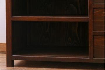 アンティーク家具　和製アンティーク　大正昭和初期　ヒノキ材　優しげな木肌が魅力的なサイドボード(カウンターテーブル、引き出し)