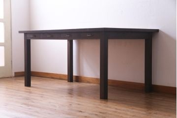 ラフジュ工房オリジナル　ホワイトオーク材　両面引き出し付き　使い勝手の良い作業台・幅1600(ダイニングテーブル)
