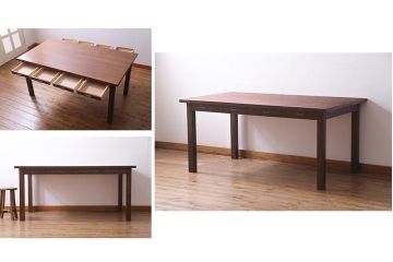 ラフジュ工房オリジナル　ホワイトオーク材　両面引き出し付き　使い勝手の良い作業台・幅1600(ダイニングテーブル)(1)