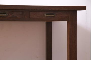 ラフジュ工房オリジナル　ホワイトオーク材　両面引き出し付き　使い勝手の良い作業台・幅1600(ダイニングテーブル)(1)
