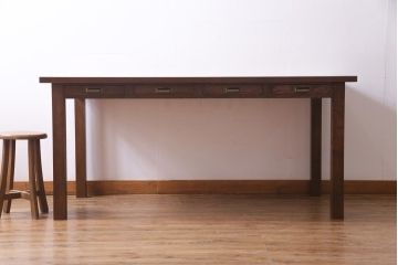ラフジュ工房オリジナル　ホワイトオーク材　両面引き出し付き　使い勝手の良い作業台・幅1600(ダイニングテーブル)(1)