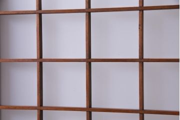 和製アンティーク　ヒノキ材　当店オリジナルガラス入り　昭和レトロな幅狭サイズのガラス戸2枚セット(建具、引き戸)(R-036019)