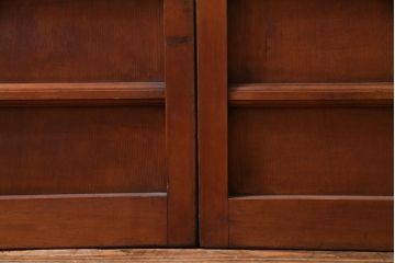和製アンティーク　ヒノキ材　当店オリジナルガラス入り　昭和レトロな幅狭サイズのガラス戸2枚セット(建具、ガラス戸)