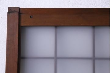 和製アンティーク　ヒノキ材　当店オリジナルガラス入り　昭和レトロな幅狭サイズのガラス戸2枚セット(建具、ガラス戸)