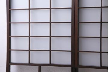 和製アンティーク　すりガラスと結霜ガラスが上品なガラス戸2枚セット(引き戸、建具)(R-036020)