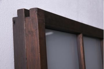 和製アンティーク　すりガラスと結霜ガラスが上品なガラス戸2枚セット(引き戸、建具)(R-036020)