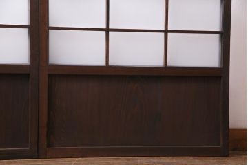 和製アンティーク　すりガラスと結霜ガラスが上品なガラス戸2枚セット(引き戸、建具)