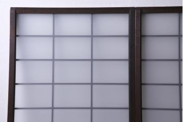 和製アンティーク　すりガラスと結霜ガラスが上品なガラス戸2枚セット(引き戸、建具)
