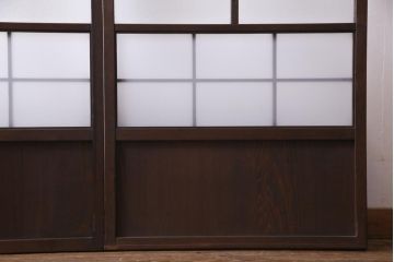 和製アンティーク　すりガラスと結霜ガラスが上品なガラス戸2枚セット(引き戸、建具)