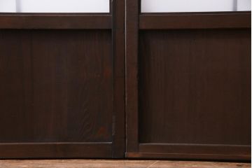 和製アンティーク　すりガラスと結霜ガラスが上品なガラス戸2枚セット(引き戸、建具)
