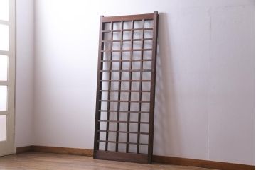 和製アンティーク　シンプルな格子が素敵なガラス戸1枚(引き戸、建具)