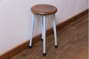 ラフジュ工房オリジナル　アイアンレッグのペイントが可愛らしい丸スツール(チェア、椅子、イス)(R-036022)