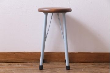 ラフジュ工房オリジナル　アイアンレッグのペイントが可愛らしい丸スツール(チェア、椅子)