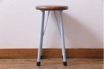 ラフジュ工房オリジナル　アイアンレッグのペイントが可愛らしい丸スツール(チェア、椅子)