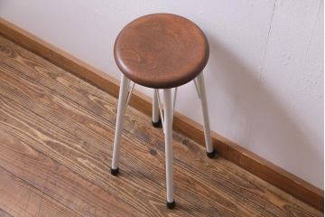 ラフジュ工房オリジナル　爽やかなホワイトカラーのペイントハイスツール(椅子)