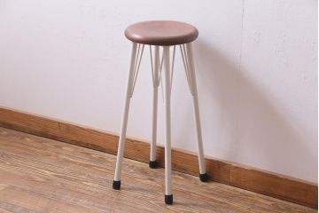 ラフジュ工房オリジナル　爽やかなホワイトカラーのペイントハイスツール(椅子)