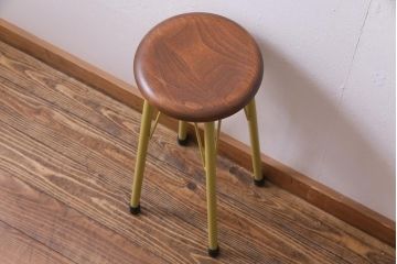 ラフジュ工房オリジナル　柔らかな黄色が目を引くペイントハイスツール(椅子)
