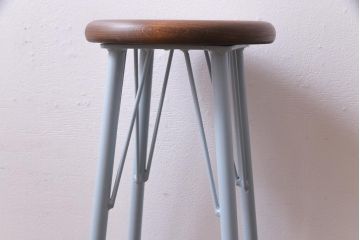 ラフジュ工房オリジナル　淡いブルーが可愛らしいペイントハイスツール(椅子)