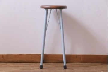 ラフジュ工房オリジナル　淡いブルーが可愛らしいペイントハイスツール(椅子)