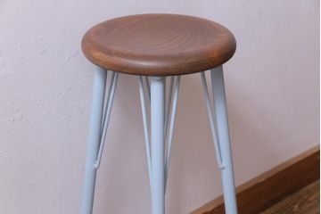 ラフジュ工房オリジナル　淡いブルーが可愛らしいペイントハイスツール(椅子)