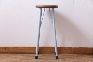 ラフジュ工房オリジナル　淡いブルーが可愛らしいペイントハイスツール(椅子)