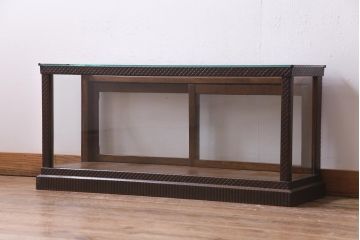 アンティーク家具　和製アンティーク　ナラ材　彫りが目を引く大正ロマンなガラスケース(ショーケース、卓上陳列棚)