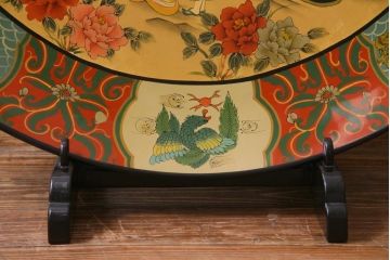 アンティーク雑貨　中古　木製　御所車図　圧巻!金漆装飾の3尺飾り盆(大盆)