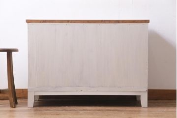 ペイント家具　フレンチスタイルに馴染むアンティークチェスト(ローチェスト、引き出し)