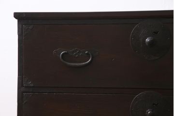 アンティーク家具　和製アンティーク　 脚付きリメイク　宝尽くし紋の箪笥ローボード(アンティークチェスト、リビングボード)