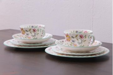 中古美品　イギリス　MINTON(ミントン)　Haddon Hall(ハドンホール)　ティーセット(カップ&ソーサー、プレート)(1)