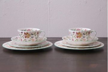 中古　イギリス　MINTON(ミントン)　Haddon Hall(ハドンホール)　ティーセット(カップ&ソーサー、プレート)(2)