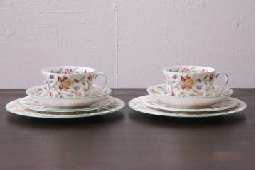 中古美品　イギリス　MINTON(ミントン)　Haddon Hall(ハドンホール)　ティーセット(カップ&ソーサー、プレート)(3)