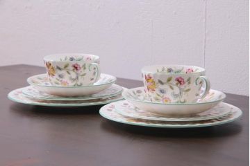 中古美品　イギリス　MINTON(ミントン)　Haddon Hall(ハドンホール)　ティーセット(カップ&ソーサー、プレート)(3)