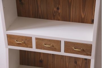 ラフジュ工房オリジナル　古材使用　レトロなペイントの薄型ブックシェルフ(収納棚、本棚、ウッドシェルフ)