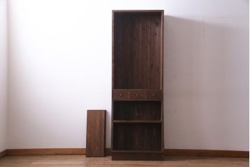 ラフジュ工房オリジナル　古材使用　木のぬくもり感じる薄型ブックシェルフ(収納棚、本棚、ウッドシェルフ)