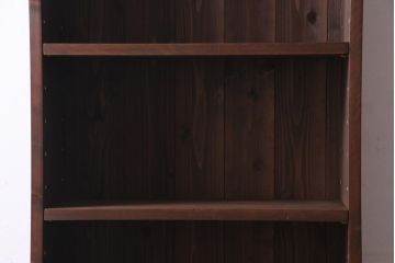 ラフジュ工房オリジナル　古材使用　木のぬくもり感じる薄型ブックシェルフ(収納棚、本棚、ウッドシェルフ)