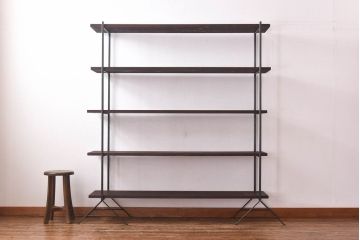 ラフジュ工房オリジナル ヴィンテージスタイルにおすすめな薄型アイアンラック【中】・奥行325(陳列棚、飾り棚、店舗什器、ビンテージ)