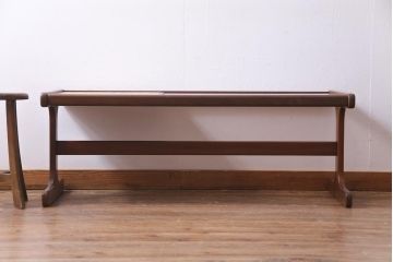 ヴィンテージ家具　北欧ビンテージ　G-PLAN(ジープラン)　チーク材　ガラス&タイルトップのコーヒーテーブル(センターテーブル、ローテーブル)
