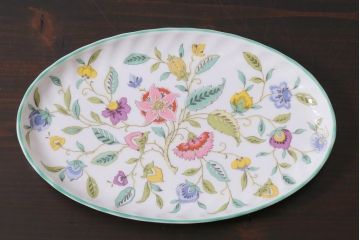 中古美品　イギリス　MINTON(ミントン)　Haddon Hall(ハドンホール)　プレート3枚セット(オーバルトレー、サービスボウル)