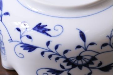 中古美品　MEISSEN(マイセン)　ブルーオニオン　木瓜型小鉢(スクエアボウル)