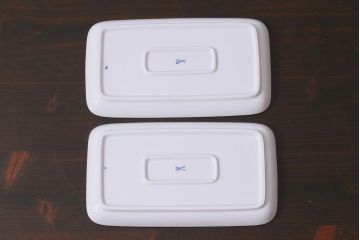 中古美品　MEISSEN(マイセン)　ブルーオニオン　トレイ2枚セット(角プレート)