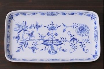 中古美品　MEISSEN(マイセン)　ブルーオニオン　トレイ3枚セット(角プレート)