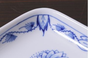 中古美品　MEISSEN(マイセン)　ブルーオニオン　トレイ3枚セット(角プレート)