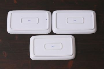 中古美品　MEISSEN(マイセン)　ブルーオニオン　トレイ3枚セット(角プレート)