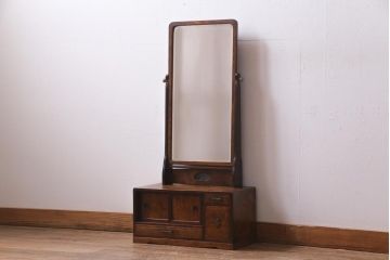 アンティーク家具　和製アンティーク　タモ材　品のある佇まいが魅力的な鏡台(ドレッサー、ミラー)